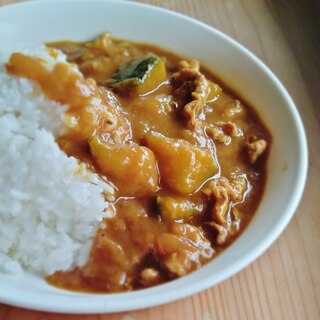 圧力鍋で時短で旨い♪カボチャカレー(^q^)